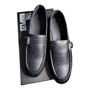 The Kooples‎ Black leather loafers with western buckle Size 37 (9.5) New